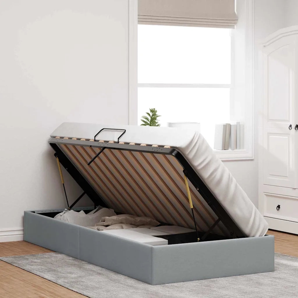 Letto con Contenitore Grigio chiaro 203 x 100 cm Tessuto 3370054