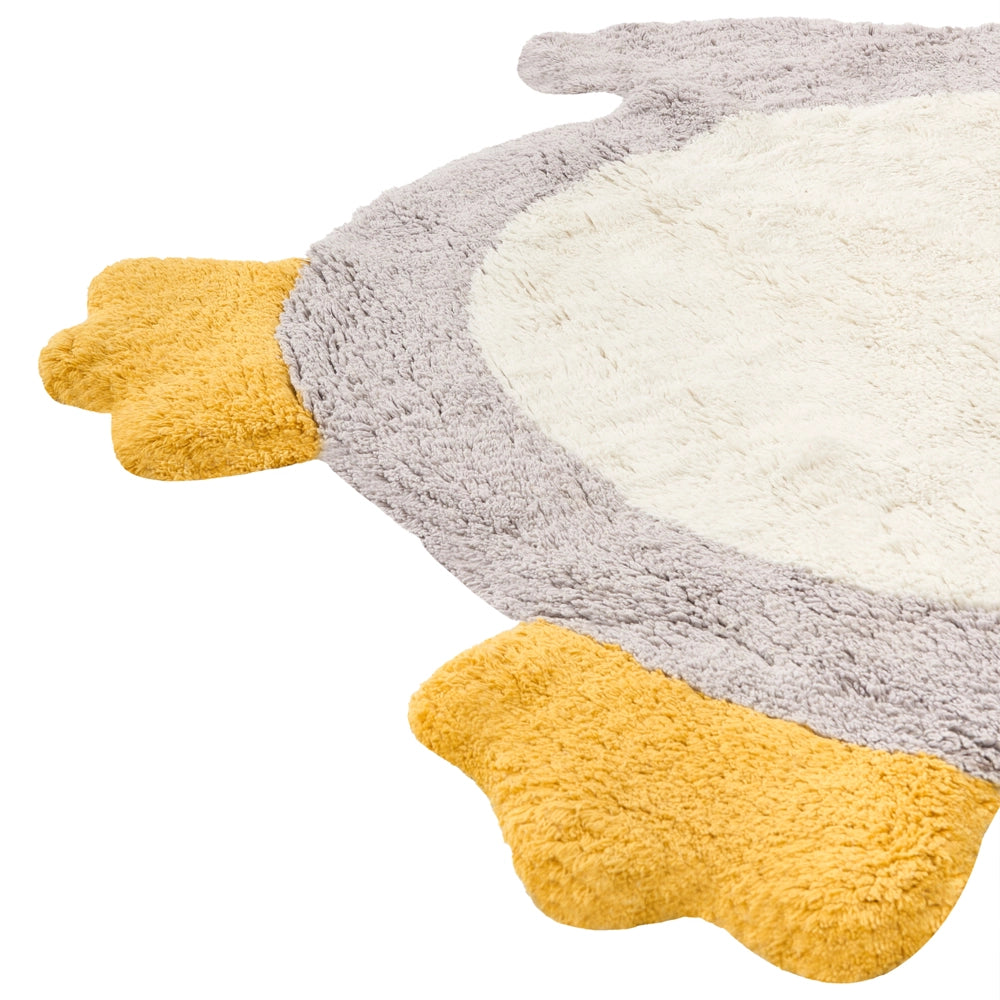 Tappeto per bambini taftato in cotone grigio 100 x 120 cm a forma di pinguino
