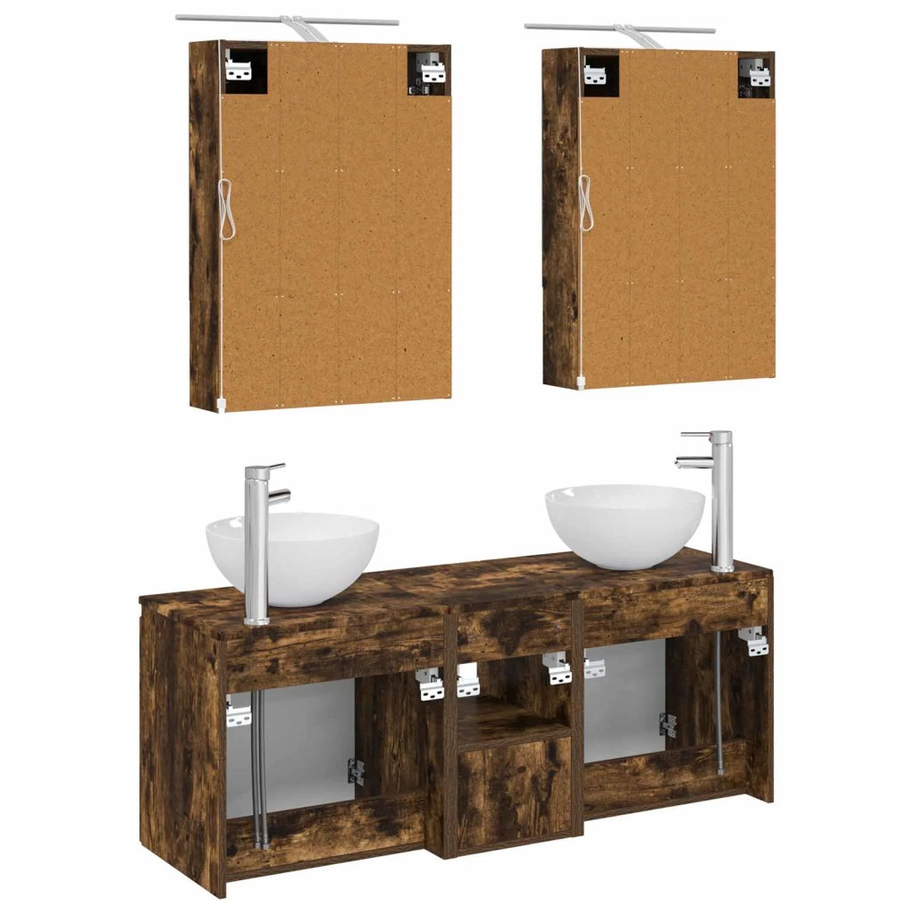 Set di Armadi da Bagno 5 pcs Rovere Fumo 50 x 14,5 x 70 cm 3406363