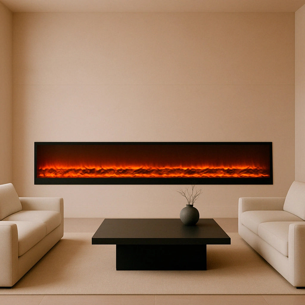 Sined Caminetto Etna Caminetto Elettrico Per Incassare Da 3 Metri Con Potenza 1500w Nero Grande Caminetto Elettrico Da Appoggio Da Interno Reale Effetto Fiamma Comandi Manuali e Telecomando