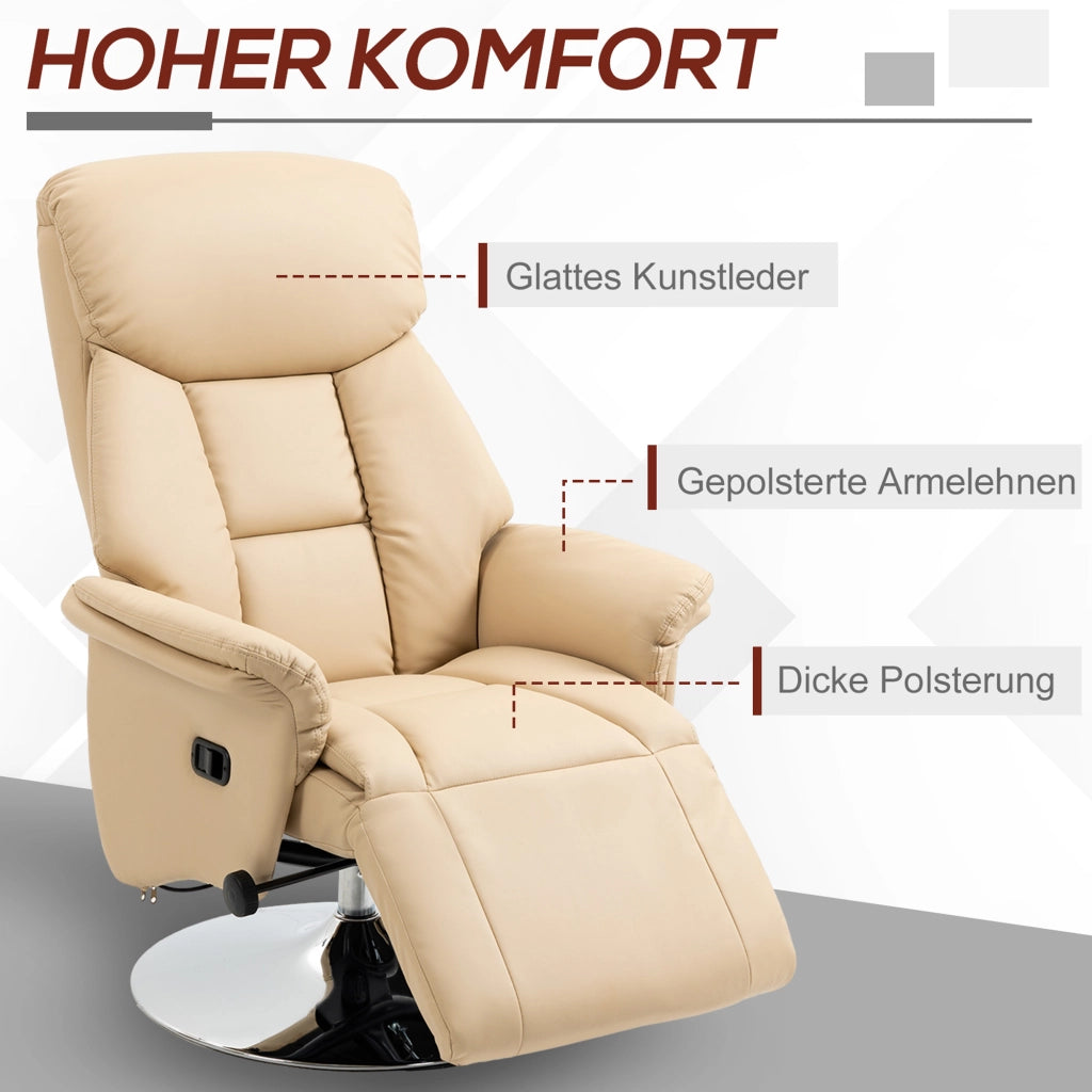 Poltrona Relax Massaggiante Reclinabile ¨C Zephmum ¨C Beige Similpelle 78x80x109