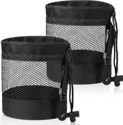 2 contenitori per palline da golf, sacchetti in mesh, sacchetti in nylon, cavo di tiraggio adattabile, contenitori per palline da golf, organizzatore per palline da biliardo, palline da tennis e giocattoli per bambini (nero)