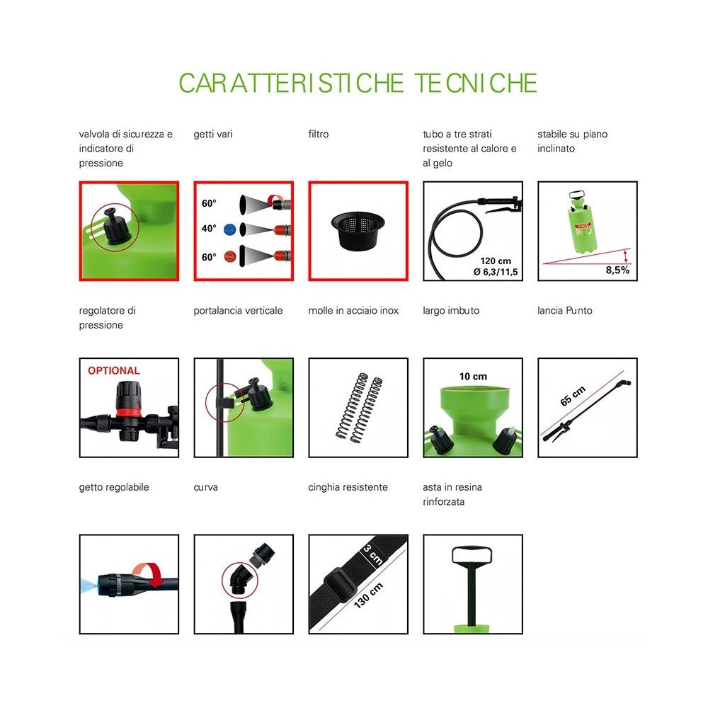 Trade Shop - Pompa Nebulizzatore A Mano Irrigazione Di Martino Garden 5 Giardino Professional -