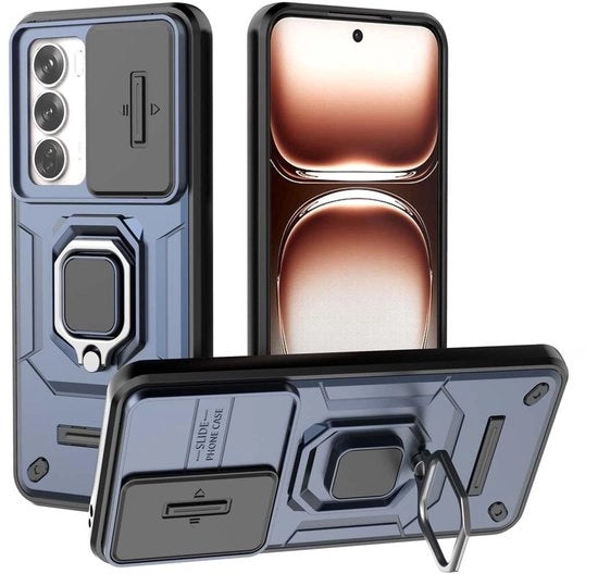 Copriphone Oppo Reno 12 5G - Pelle di silicio/PC - Cintura 360° rotativa - Protezione lenti - Duraturo - Flessibile - Custodia per smartphone