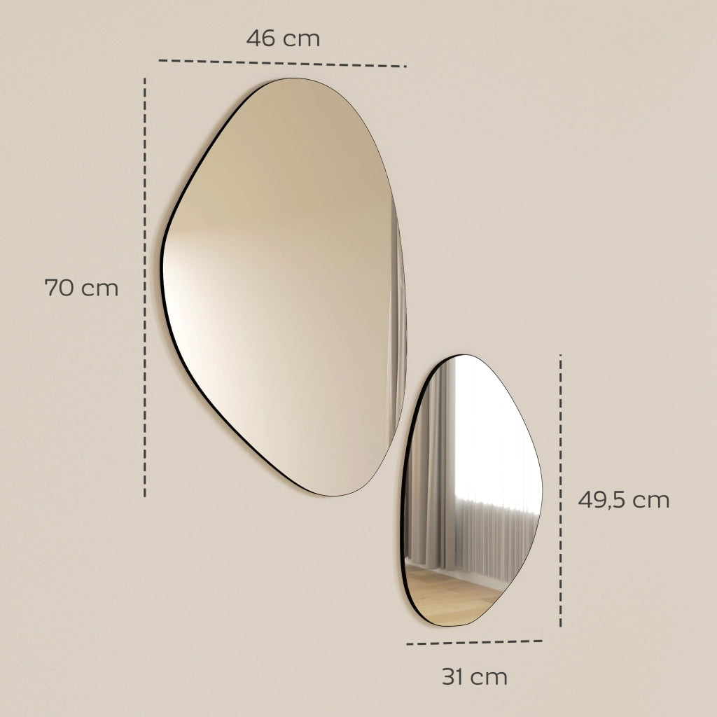 Specchio da parete decorativo irregolare a forma di gallet ¨C zephmum ¨C nero, metallo, 70x46 cm