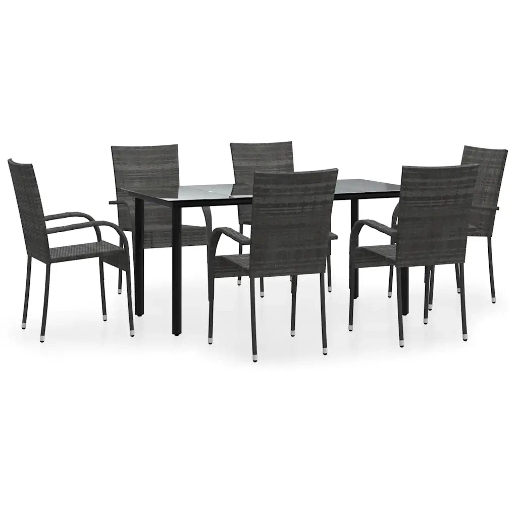 Set da Pranzo da Giardino 7 pz Grigio in Polyrattan 3156665