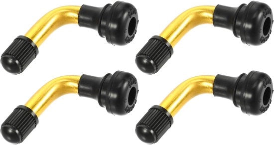 Ventielen a 4 per motori e scooter - Tubeless - Acciaio inossidabile - Giallo oro/Nero - Bocco M8 x 0,8 - Ventielen a doppia vite