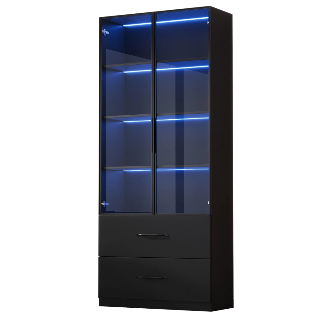 Vetrina LED multicolore 60x40x160 cm con 2 cassetti