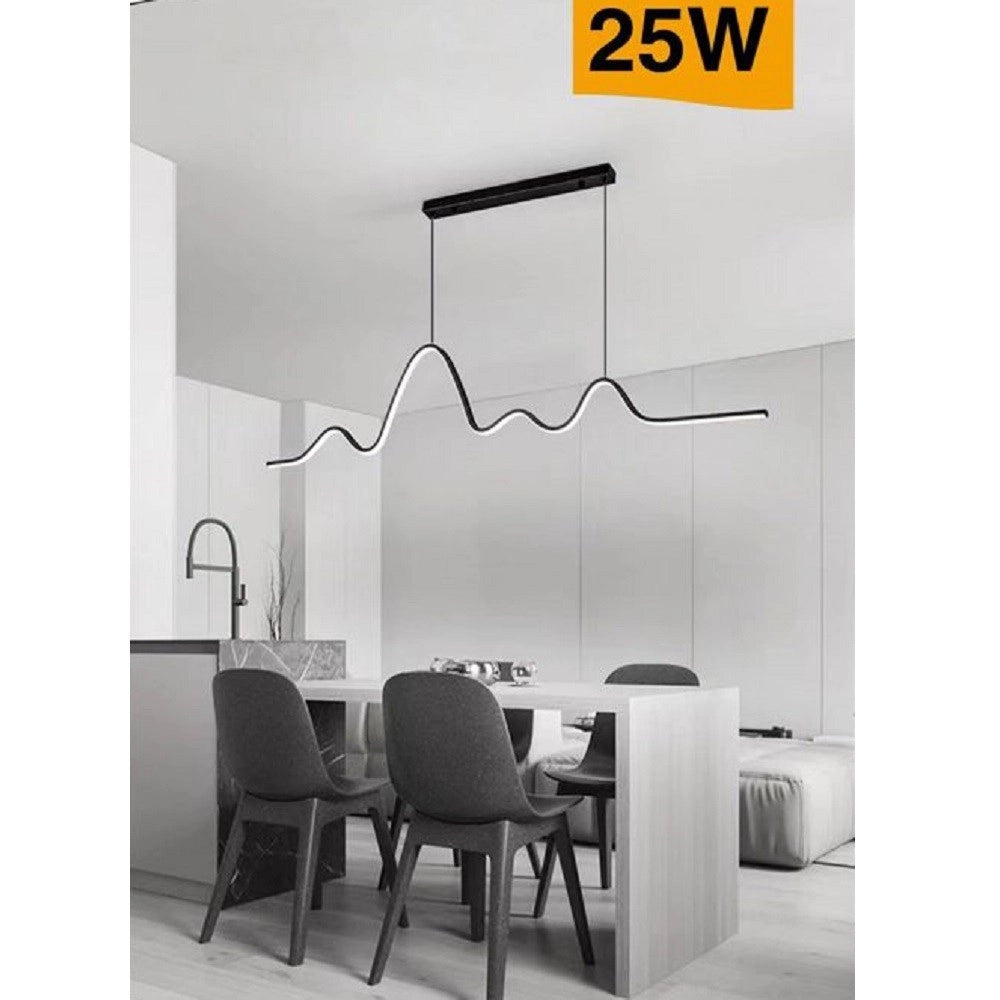 Trade Shop - Lampadario Sospensione Led 25w Moderno Onda Sfalsata Luce 4000k 6500k 3000k B73n - -bianco Freddo      -