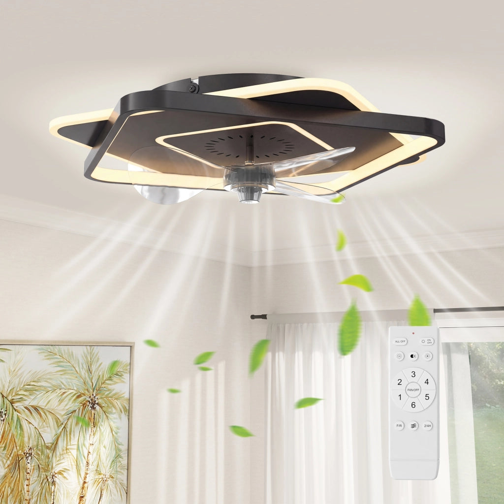 Ventilatore a Soffitto con Luce e Telecomando ¨C zephmum ¨C 6 Velocit¨¤, 3 Temperature Colore