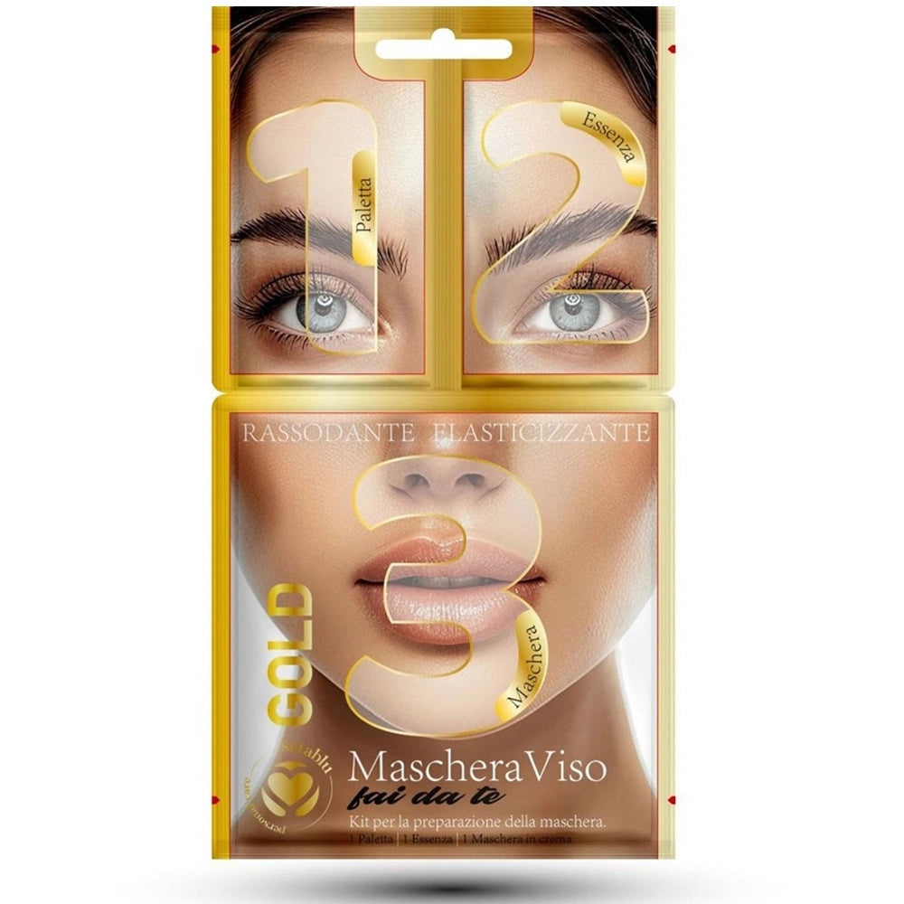 Trade Shop - Maschera Viso Diy Gold 30+6gr In 3 Fasi Fai Da Te Rassodante Elasticizzante Per La Pelle -