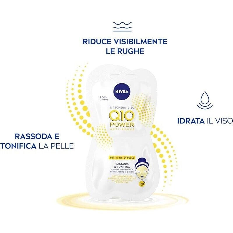 NIVEA MASCHERA VISO ANTIRUGHE Q10 2 DOSI DA 7,5 ML L'UNA