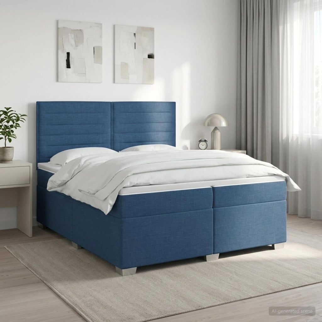Letto box spring con materasso Blu 200 x 200 cm Tessuto 3453485