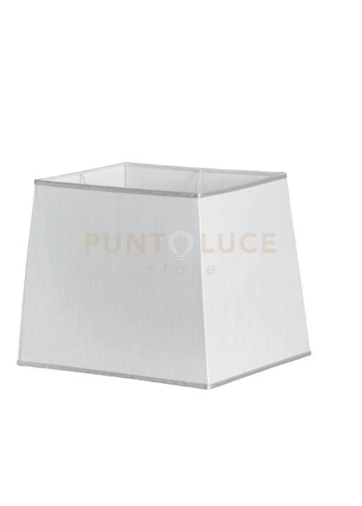 TC.4018D40 PARALUME PIRAMIDE 35X35CM SCHANTUNG-BIANCO E ARGENTO ATTACCO E27