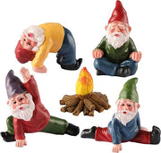 Decorazioni per giardino in miniatura ornamenti per esterno statua di elfo cabina di elfo accessori per giardino per terrazza giardino prato o casa decorazioni per giardino set da 5 (serie yoga)