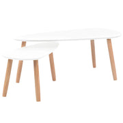 Set 2 pz Tavolini salotto | Tavolino da caff¨¨ | Tavolino da Soggiorno in Legno Massello Massello Pino Bianco