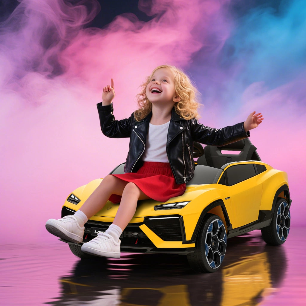 Auto elettrica per bambini ¨C zephmum ¨C 12V, telecomando, 101.5x49x43 cm, giallo