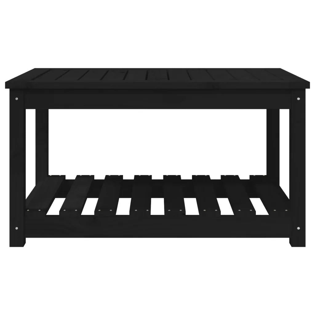 Tavolo da Giardino Nero 82,5x50,5x45 cm Legno Massello Pino 824138