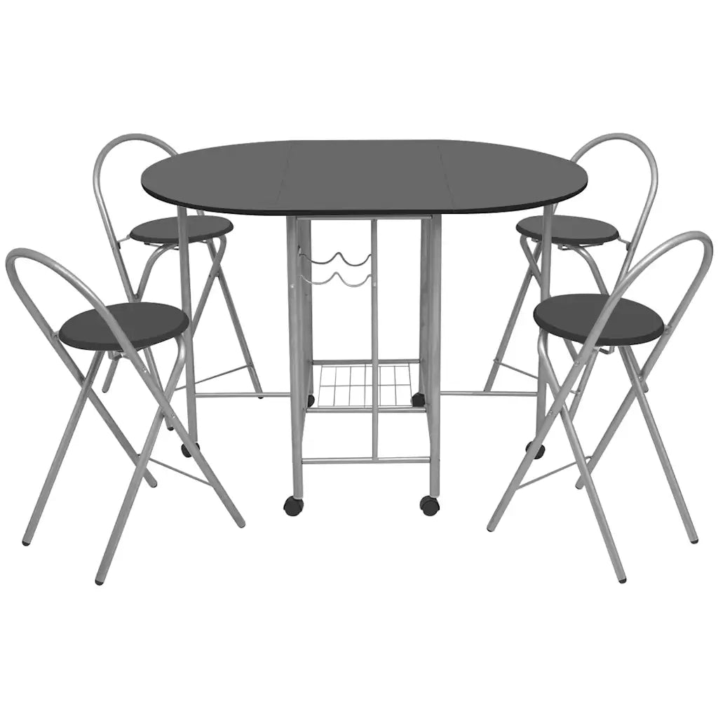 Set Tavolo e Sedie 5 pz Pieghevoli in MDF Nero CFW4558139