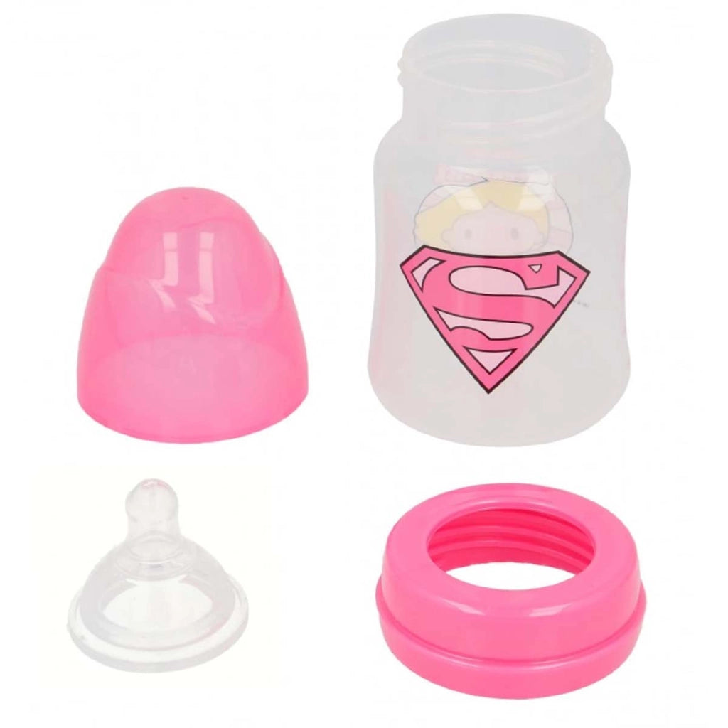 Biberon per neonati 150 ml Supergirl con tettarella in silicone senza BPA Rosa Superman