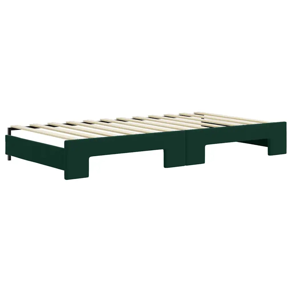 Divano Letto Estraibile Cassetti Verde Scuro 100x200cm Velluto