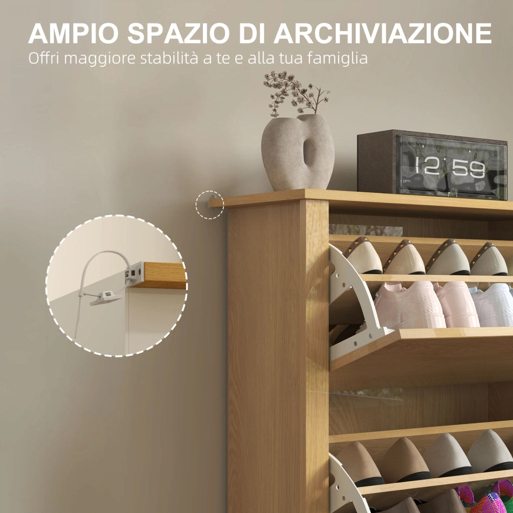 Scarpiera con Cassetti e Ripiani ¨C zephmum ¨C Naturale 72x26x112 cm