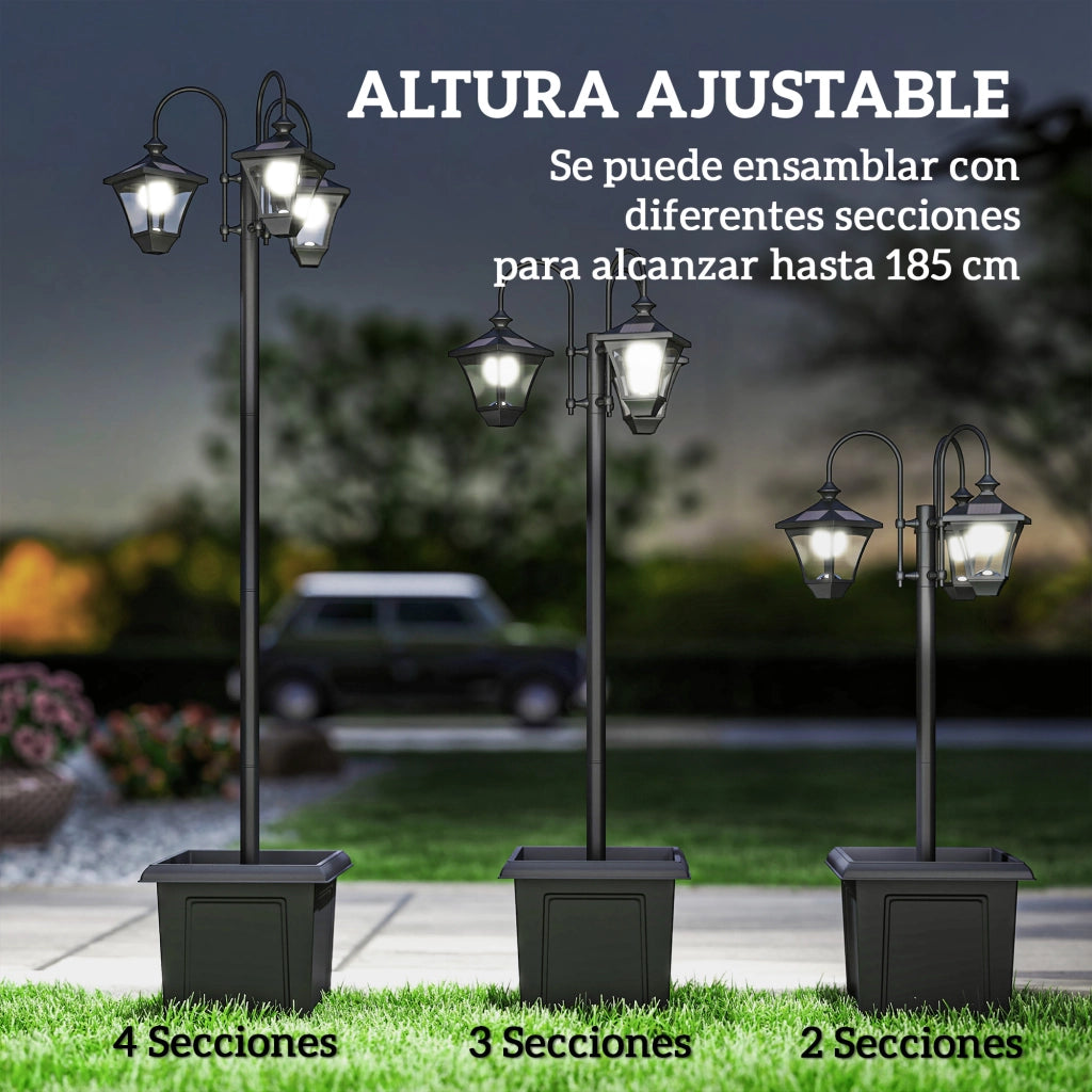Lampada Solare da Giardino con Fioriera ¨C zephmum ¨C 3 Luci Impermeabile Altezza Regolabile