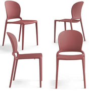 Set 4 sedie in polipropilene JASMINE, impilabile, resistente ai raggi UV, design moderno, ideale per sala da pranzo, cucina, sala d’attesa, bar, ristoranti o giardino colore Mattone