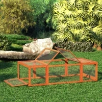 Pawhut Recinto per Animali Domestici in Legno di Pino con Tetto Apribile, 180xm x 90xm x 48 cm, Arancione