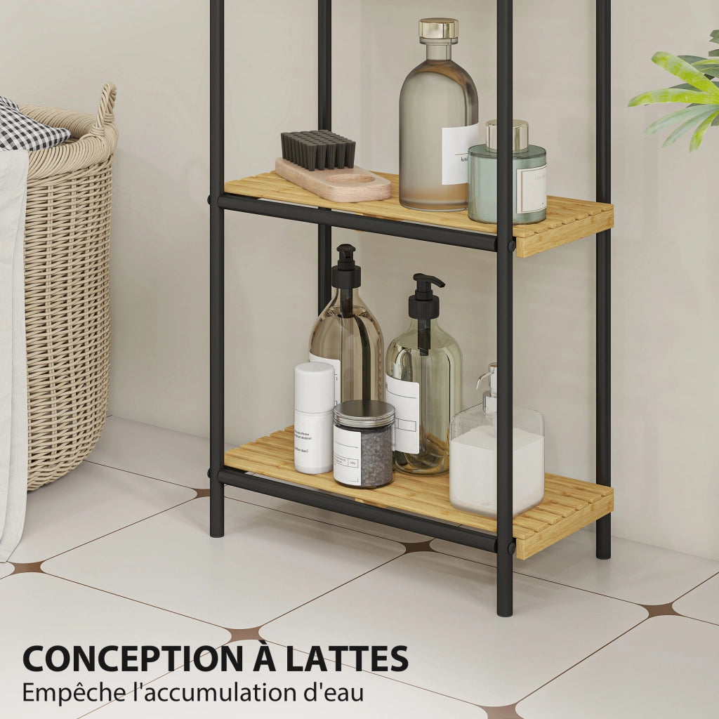 Etagere da bagno 4 ripiani in bambu ¨C zephmum ¨C 15x21.5x106 cm bianco
