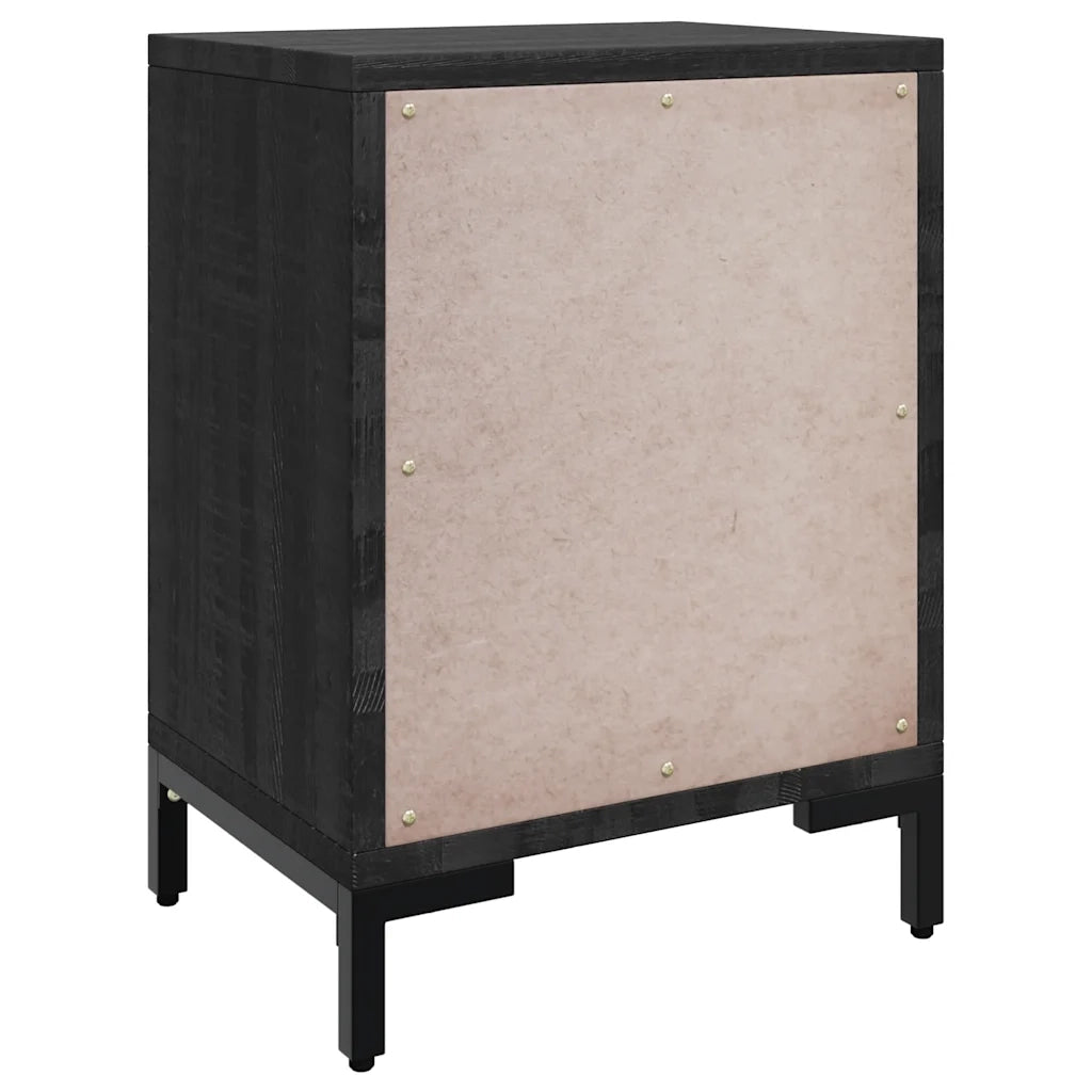 Comodino Nero 40x30x55 cm Legno Massello di Pino Riciclato 349914