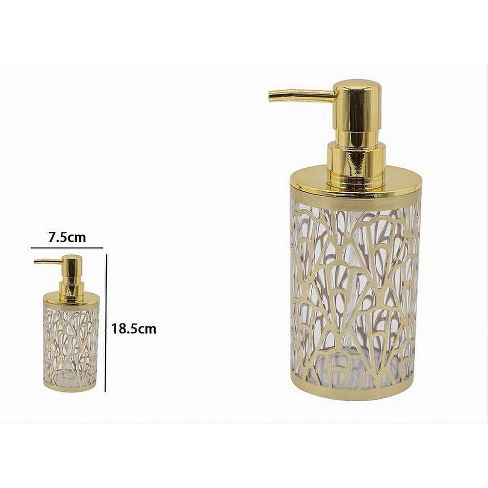 Trade Shop - Dispenser Per Sapone Liquido Accessorio Bagno Oro Contemporaneo Dosatore 59097 -