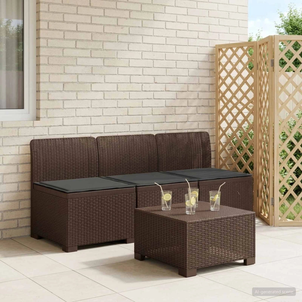 Divano da giardino 3 posti con cuscini in look rattan 3 posto 8011965