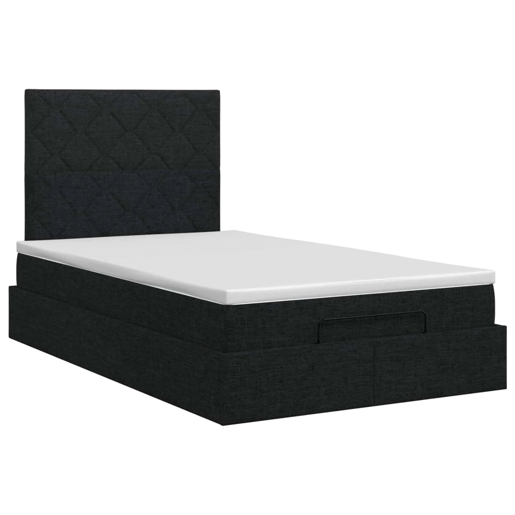 Letto ottomano con materasso Nero 120 x 190 cm Tessuto 3457558