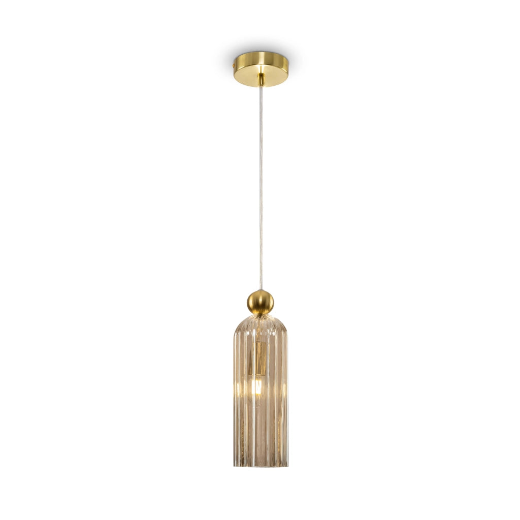 Maytoni Sospensione moderna Antic 1 luce E14 oro metallo diffusore vetro cognac
