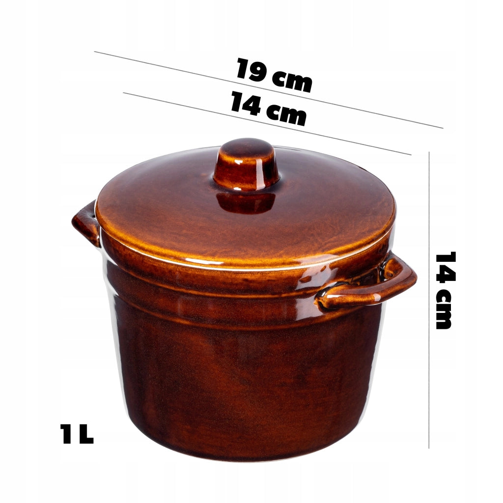 Pentola KADAX per sottaceti: cavolo, cetrioli, strutto, in gres, 1 litro, barile in gres