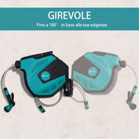 Avvolgitubo Automatico a Parete 44x22.5x41 cm con 7 Modalità di Irrigazione in Plastica Nero e Verde