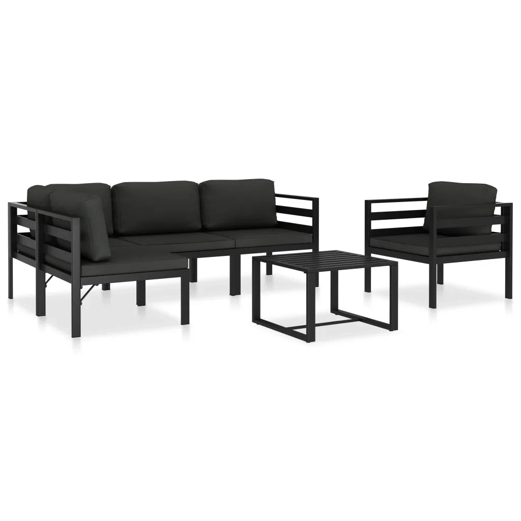 Set Divani da Giardino 6 pz con Cuscini in Alluminio Antracite cod mxl 46449