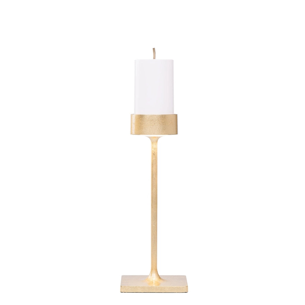 Perpetua Lampada da tavolo midi senza fili, struttura in alluminio Nero Opaco e finitura interna in Foglia Oro, modulo LED professionale ricaricabile