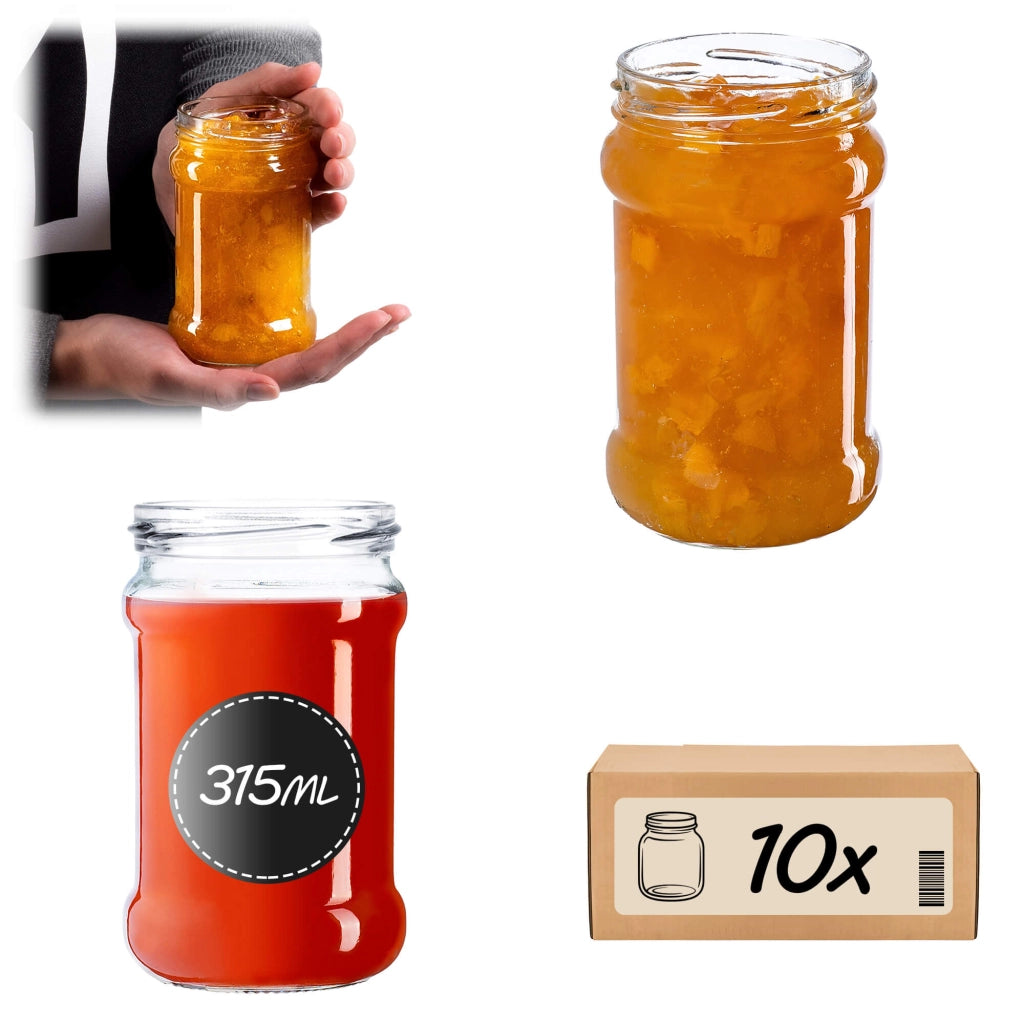 KADAX 10 pezzi Barattoli da 315 ml per miele, marmellata, conserve, vetro Fi 66