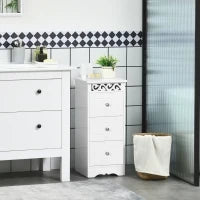 Mobiletto Multiuso con Cassetti, Mobiletto Basso in MDF grado E1 29.8x29.8x68.5cm bianco