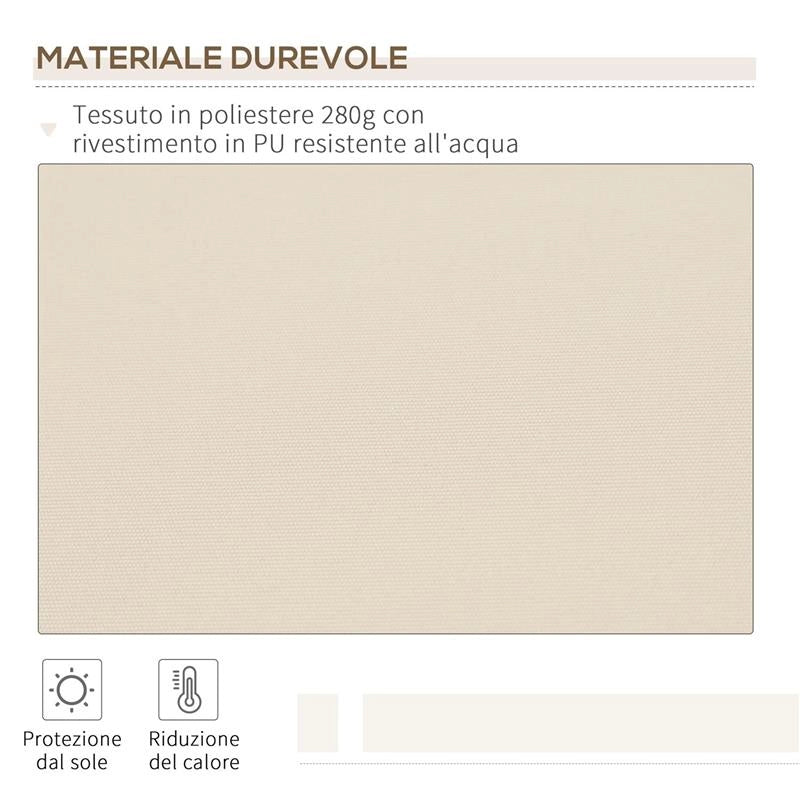 TENDA DA SOLE PER ESTERNO A BRACCI AVVOLGIBILE CON APERTURA A MANOVELLA, 360X250 CM, CREMA