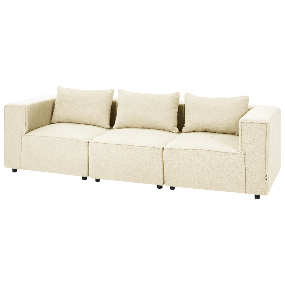 Divano modulare Boucle a 3 posti elementi angolari componibili Bianco sporco Stile moderno e minimalista