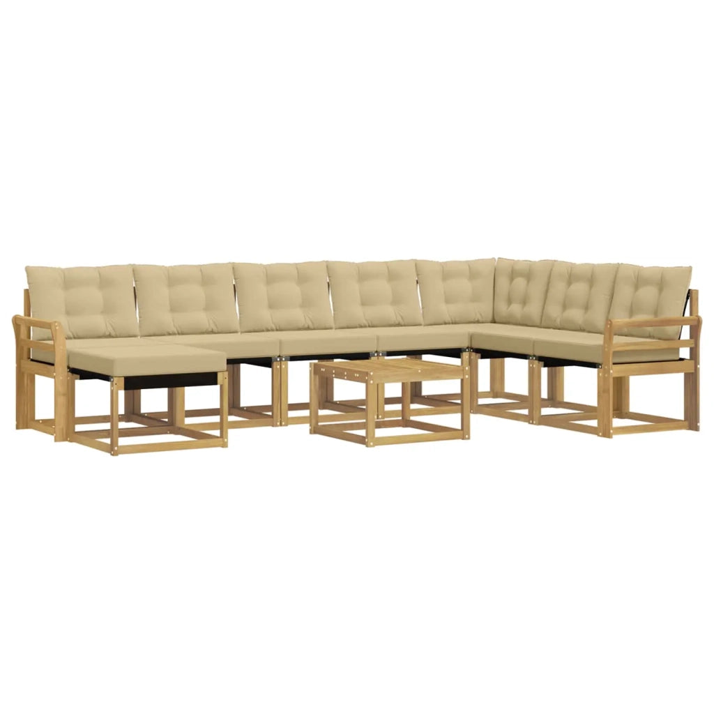 Set di divani da esterno con cuscino 9 pcs Bianco e Beige 3389791
