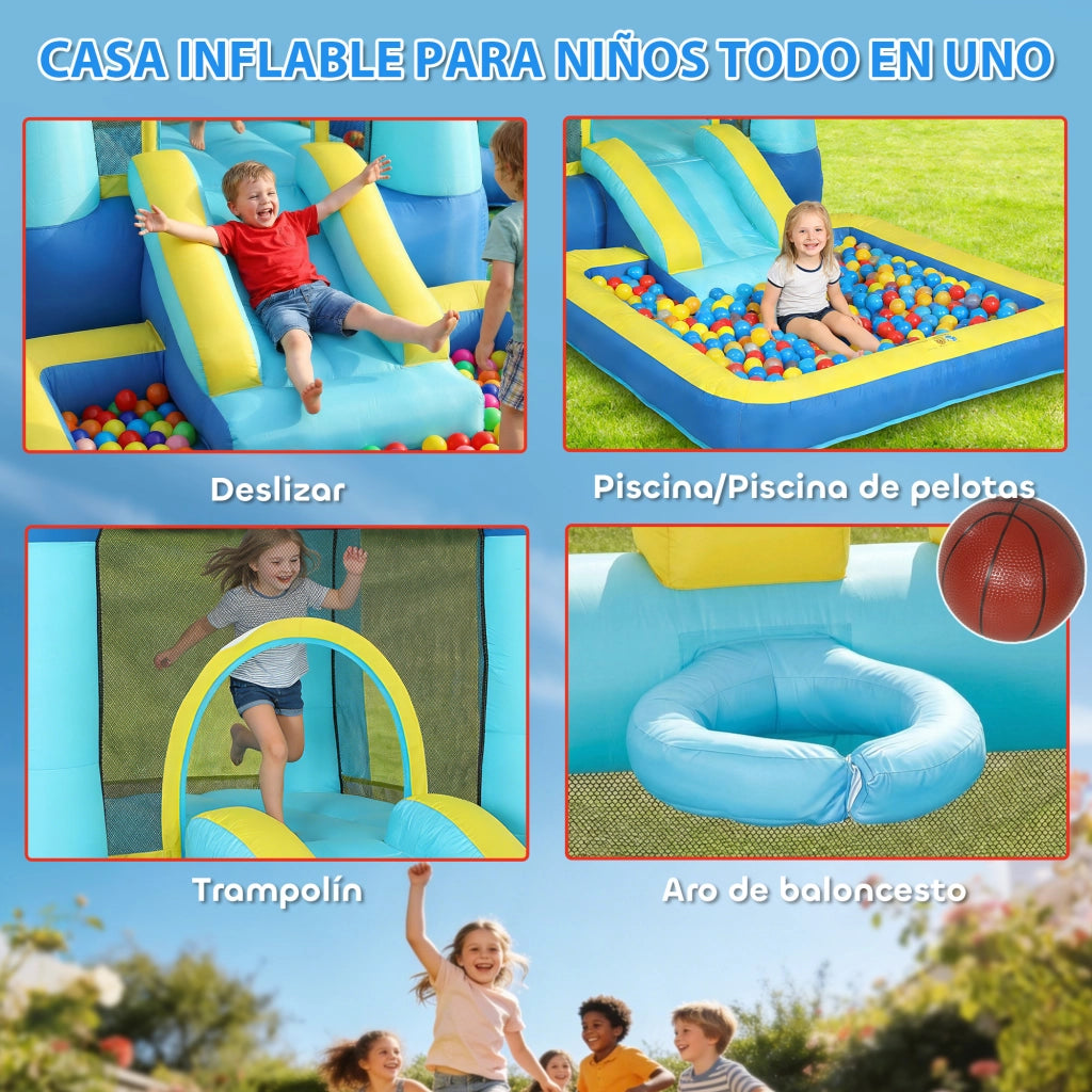 Castello Gonfiabile per Bambini con Scivolo e Canestro ¨C Zephmum ¨C Blu