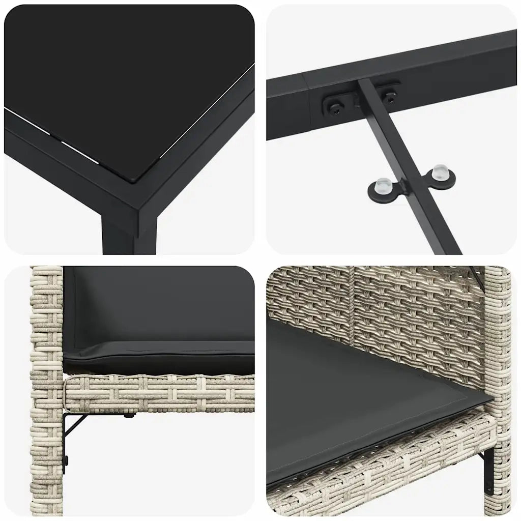 Set da Pranzo per Giardino 9 pcs Grigio chiaro polyrattan 3380027