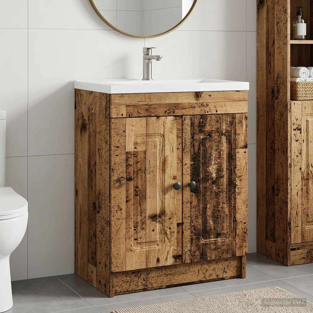 Mobiletto da bagno sotto il lavello Legno antico 890012