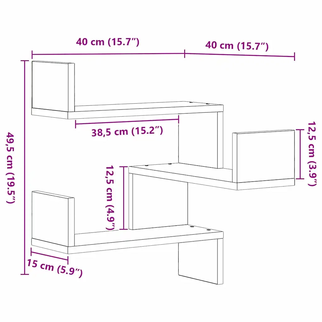 Scaffale da parete A parete Rovere Nero 40 x 40 x 49,5 cm 862652