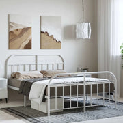 Giroletto con Testiera e Pediera-Struttura Letto Metallo Bianco 135x190 cm 873003