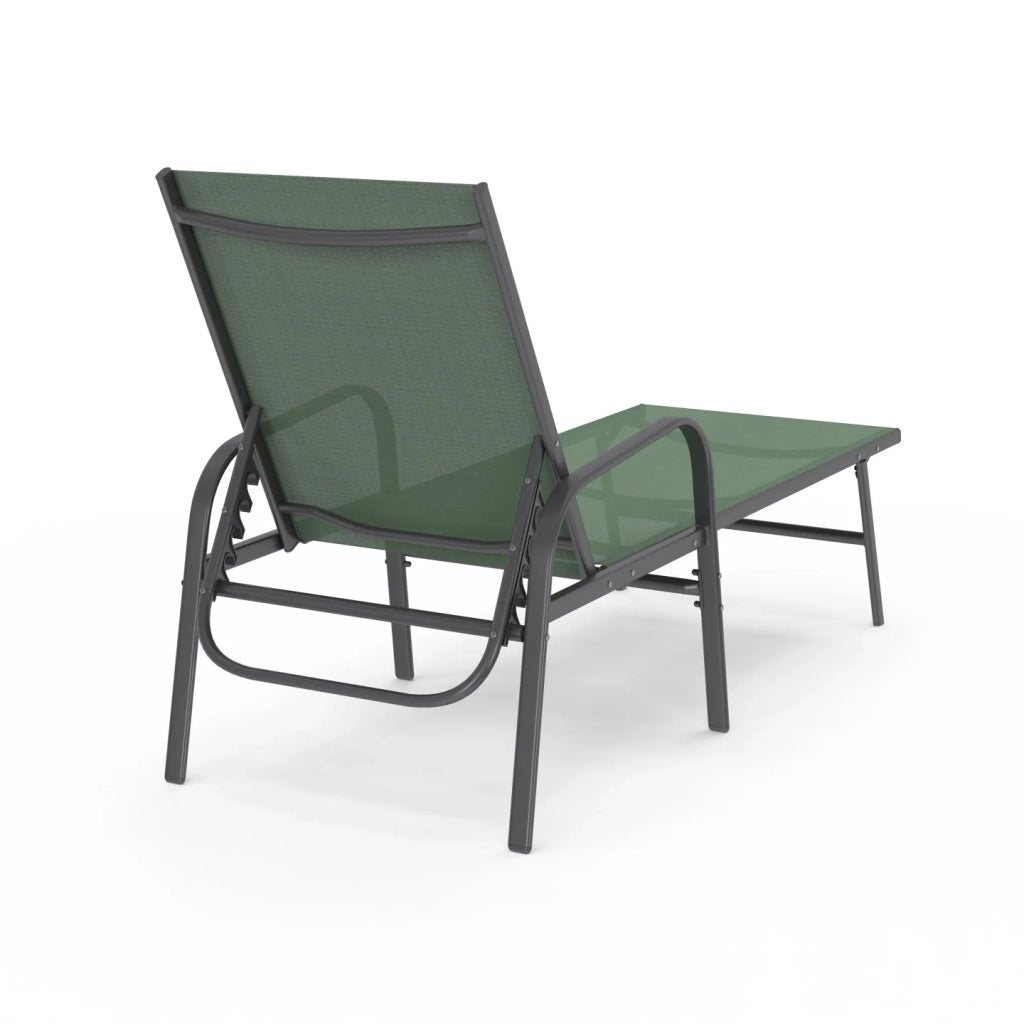 IDMarket - Set di 2 lettini da giardino reclinabili FIDJI in acciaio e tessuto verde oliva